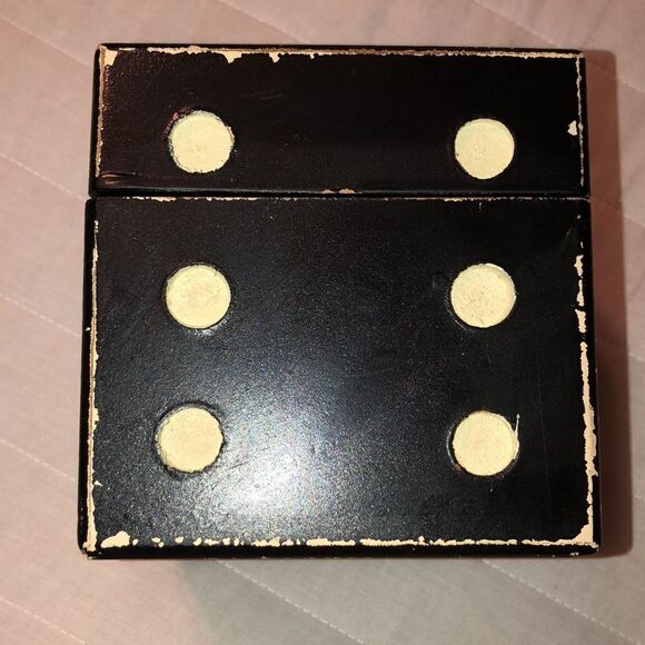 Dice Cube Black Ivory Shabby Shic Wooden Trinket Keepsake Box - Picture 4 of 13